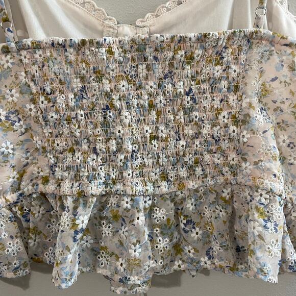 Wild Fable Women's Peach Floral Eyelet Ruffle Sleeveless Corset Crop Top Size XL - Picture 9 of 14